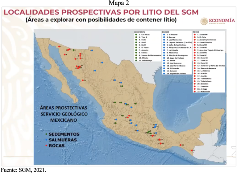 Las 82 localidades con litio en México