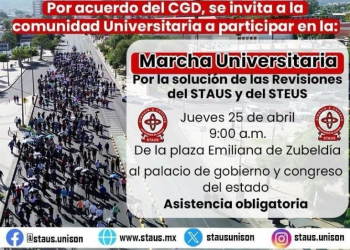 Convocan sindicatos de la UNISON a marcha por derechos laborales