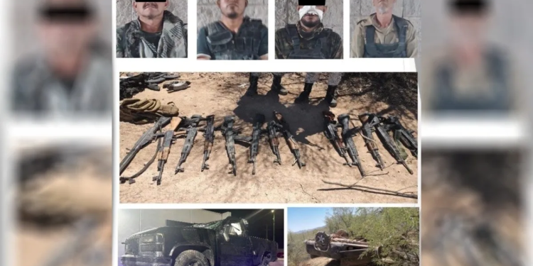 Detienen a cinco personas y decomisan armas y drogas en Sonora