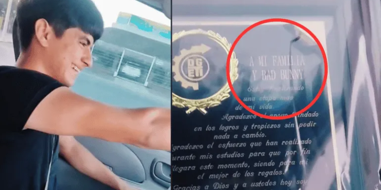 Joven se vuelve tendencia tras graduarse del Cbtis y dedicar su éxito a Bad Bunny