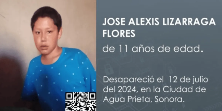 Alerta Amber. Urge localizar a José Alexis, de 11 años de edad, quien desapareció en Sonora