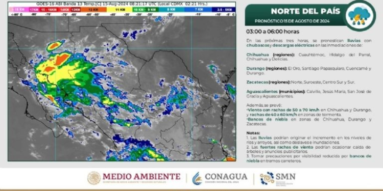 Prevén chubascos en Sonora y Sinaloa hoy, 15 de agosto