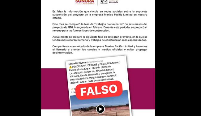 Desmiente Gobierno suspensión de la planta de Gas Natural Licuado en Puerto Peñasco