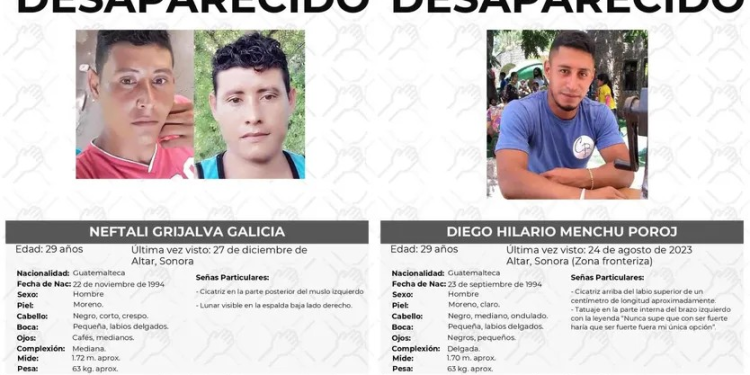 Dos Hombres de Nacionalidad Guatemalteca se Encuentran Desaparecidos en Sonora