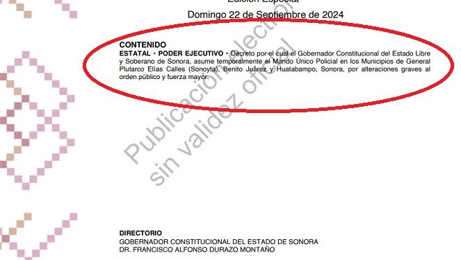 Asume Estado seguridad en tres municipios más de Sonora; suman 4 con SLRC