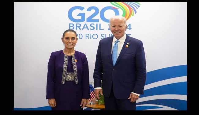 Sheinbaum y Biden se reúnen en el G20 y hablan de seguridad y migración
