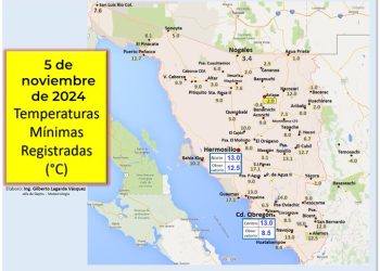 Frente frío 8 reforzará bajas temperaturas para el fin de semana en Sonora