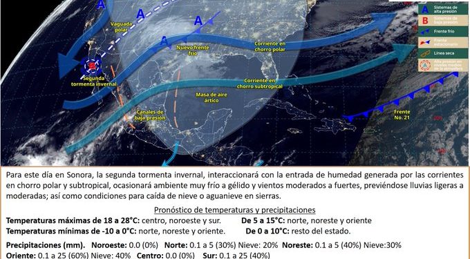 Ingresará nuevo frente frío a Sonora este fin de semana