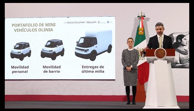 Industria automotriz respalda a Olinia, el auto eléctrico presentado por Sheinbaum
