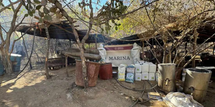 Semar localiza laboratorio clandestino en Sonora; neutraliza 750 kilos de droga y asegura químicos