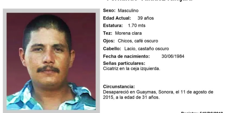 Emiten Ficha de Búsqueda por Hombre Visto por Última Vez Hace 10 Años en Guaymas