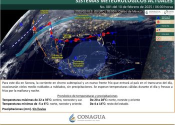 Frente frío 27 afectará con nublados a partir del martes en Sonora