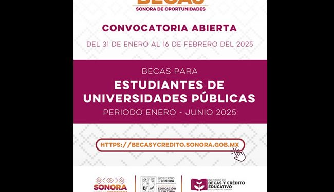 Invita Gobierno de Sonora a jóvenes universitarios a registrarse en convocatoria de becas