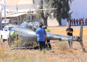 Se desploma helicóptero privado en Base Militar de Hermosillo, no se reportan lesionados