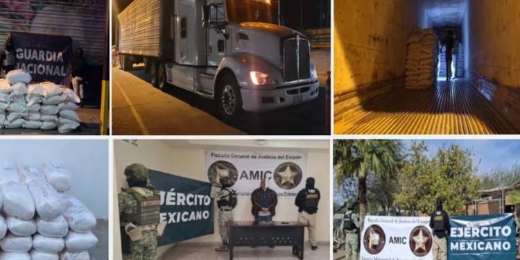 Golpe al crimen organizado en Sonora; aseguran más de una tonelada de metanfetamina, armas de uso militar y vehículos