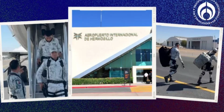 Llegan efectivos de la GN a Hermosillo, Sonora, para distribuirlos en la frontera