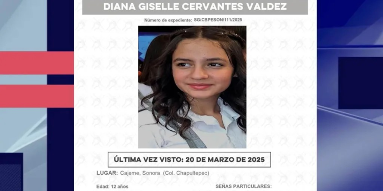 Buscan a Diana Giselle, Estudiante de 12 Años Desaparecida en Cajeme