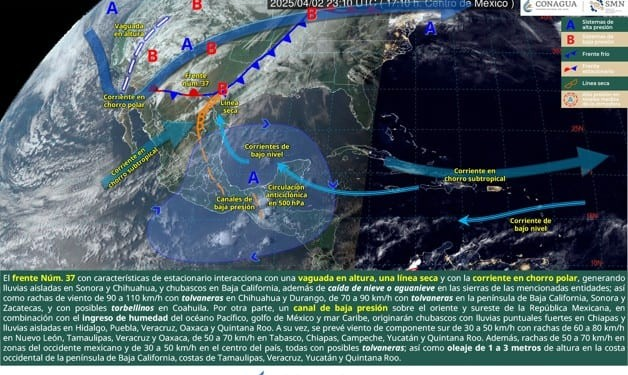 Frente frío dejará lluvias aisladas en Sonora y Chihuahua