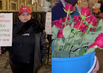 “No nos maten”: Ceci Flores lleva rosas a Palacio Nacional; Sheinbaum no está para recibirlas