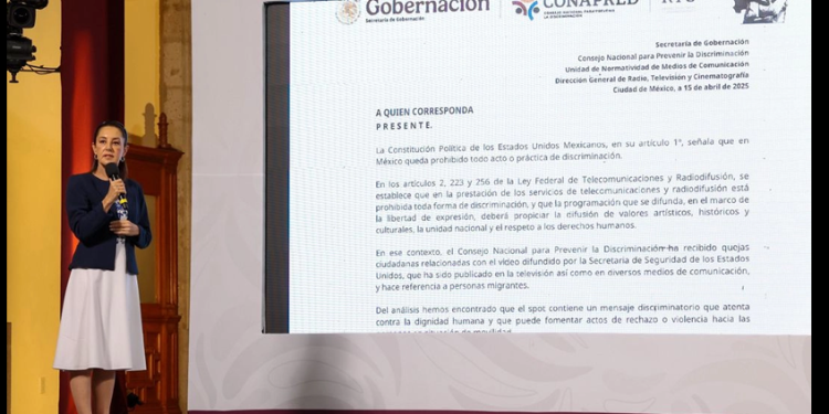 Deplora Sheinbaum transmisión en televisión mexicana de anuncio de EU contra migrantes