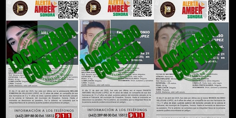 Localizan con vida a tres hermanos con reporte de desaparecidos en Empalme