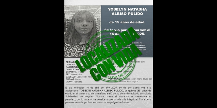 Localizan a adolescente de 15 años con reporte de desaparición en Nogales