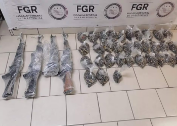 Desmantelan casa de seguridad en Cananea, aseguran granadas militares, droga y autos robados en EU