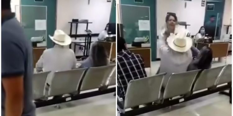 Captan a mujer golpeando a una pareja en un hospital de Sonora por supuesta infidelidad