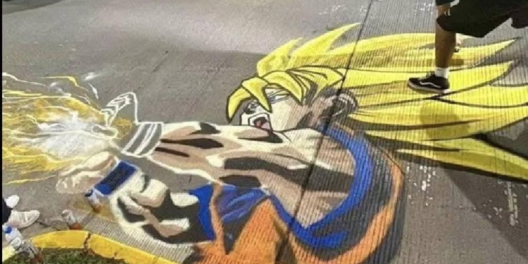 México Mágico: Artistas convierten mancha de pintura en el asfalto en obra de arte de Dragon Ball