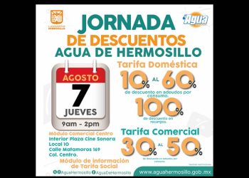 Invita Agua de Hermosillo a Jornada de Descuentos este jueves 7 de agosto