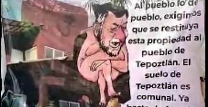 Comuneros se manifiestan afuera de la casa de Noroña en Morelos