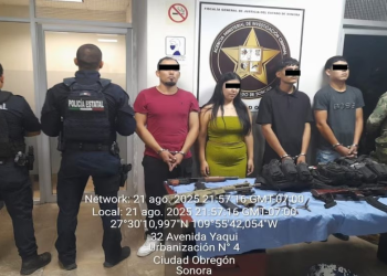Rescatan a persona secuestrada y detienen a cuatro con armas, cargadores y equipo táctico en Sonora