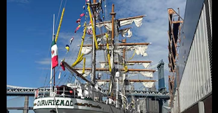 Buque Escuela Cuauhtémoc finaliza reparaciones en Nueva York tras accidente en Puente de Brooklyn, inician zarpe