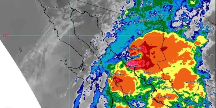 Raymond azotará a Sonora con tormentas de hasta 250 milímetros el domingo 12 de octubre