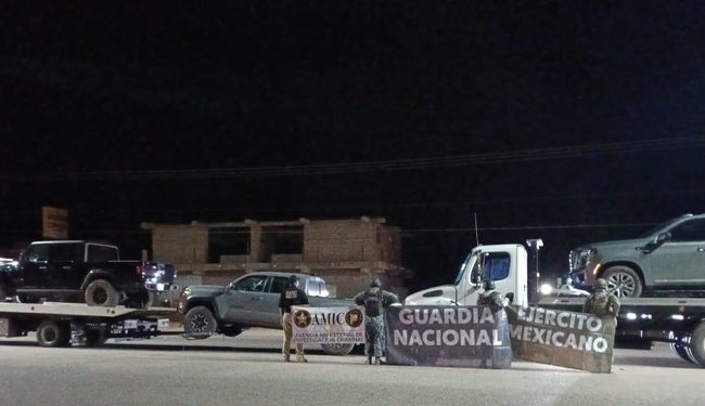 Guardia Nacional asegura 4 vehículos en Sonora con reporte de robo en EU