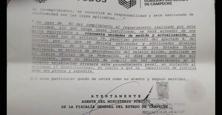 Fiscalía de Campeche exige a medio dar nombres de redactores; denuncian intento de censura