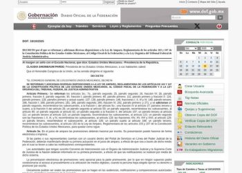 Publica Presidencia reformas a la Ley de Amparo en edición vespertina del DOF