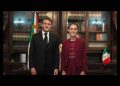 Claudia Sheinbaum y Emmanuel Macron se reúnen en privado en Palacio Nacional