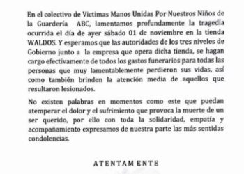 Deudos de la Guardería ABC se solidariza con familiares de víctimas del incendio en Waldos