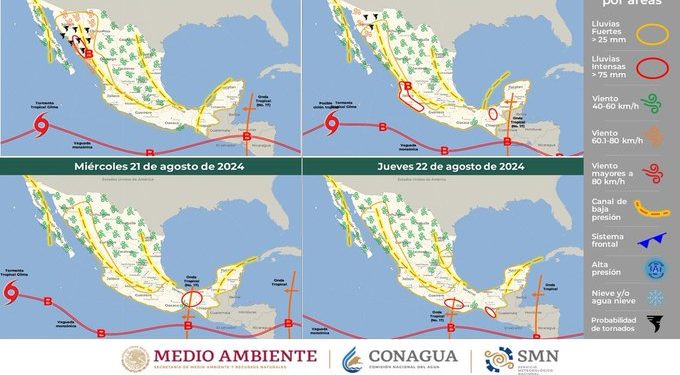 Lluvias fuertes con descargas eléctricas se pronostican para Sinaloa y Sonora este lunes 19 de agosto