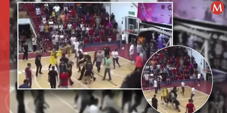 Partido de baloncesto termina en riña entre jugadores y aficionados en Sonora