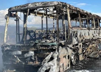 Camión se incendia en tramo carretero de Sonora; los pasajeros están a salvo