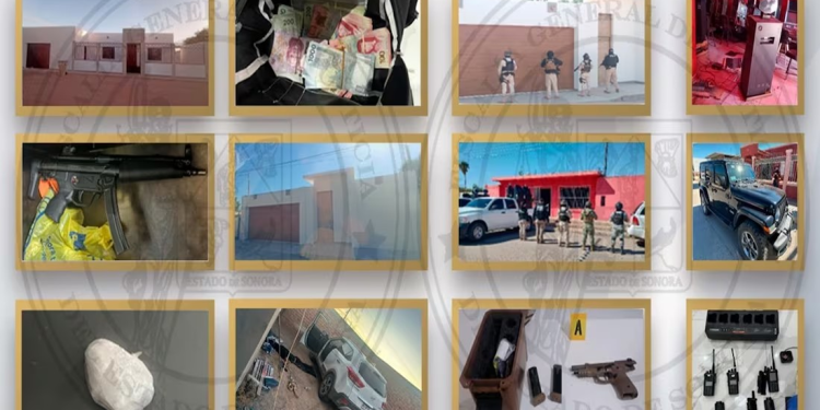 Tras cateos en Altar, Sonora, aseguran armas, autos, drogas y personas; dos hombres fueron abatidos