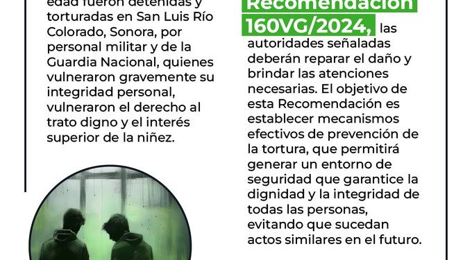 CNDH emite recomendación por tortura a dos menores en Sonora