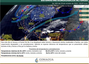 Frente frío 6 afectará a Sonora este martes