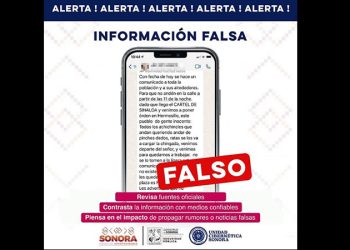 Desmienten mensaje distribuido en redes de la supuesta llegada de integrantes del Cártel de Sinaloa a Sonora