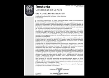 Declaraciones de periodista sobre sueldos y opacidad en la UNISON buscan desacreditarme en lo personal: Rita Plancarte Martínez
