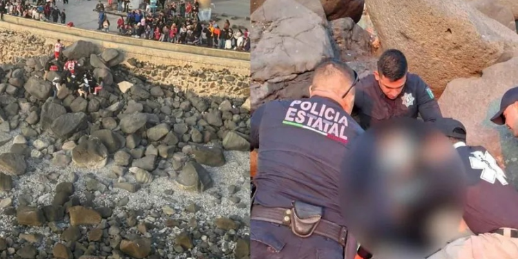 Mujer Cae Entre Rocas a la Orilla del Mar en Puerto Peñasco
