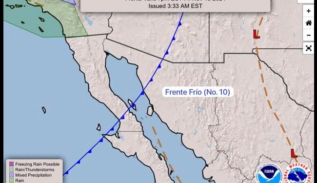 Frente Frío número 10 llegará a Sonora domingo y lunes