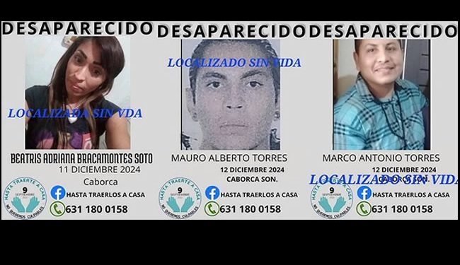 Colectivo de Búsqueda da a conocer identidad de tres personas de los cuerpos localizados en una fosa de Caborca